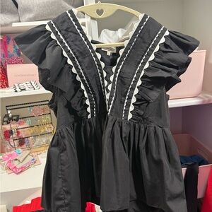 Black Top with White Scallop Trim